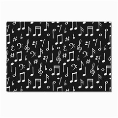 Chalk Music Notes Signs Seamless Pattern Postcard 4 x 6  (pkg Of 10) by Ravend
