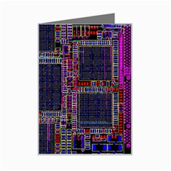 Cad Technology Circuit Board Layout Pattern Mini Greeting Card by Ket1n9