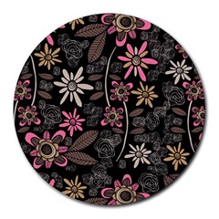 Flower Art Pattern Round Mousepad by Ket1n9