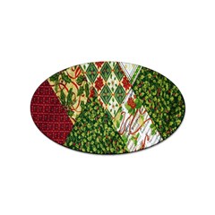 Christmas Quilt Background Sticker (oval) by Ndabl3x