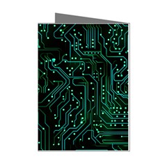 Circuits Circuit Board Green Mini Greeting Cards (pkg Of 8) by Ndabl3x