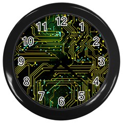 Circuits Circuit Board Yelow Wall Clock (black) by Ndabl3x