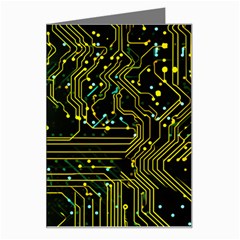 Circuits Circuit Board Yelow Greeting Card by Ndabl3x