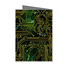 Circuits Circuit Board Yelow Mini Greeting Cards (pkg Of 8) by Ndabl3x