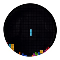 Tetris Game Round Glass Fridge Magnet (4 Pack) by Cendanart