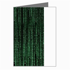 Green Matrix Code Illustration Digital Art Portrait Display Greeting Card by Cendanart