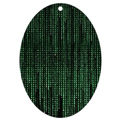 Green Matrix Code Illustration Digital Art Portrait Display Uv Print Acrylic Ornament Oval by Cendanart