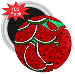 Summer Watermelon Fruit 3  Magnets (100 Pack) by Cemarart