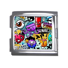 Cartoon Graffiti, Art, Black, Colorful Mega Link Italian Charm (18mm) by nateshop