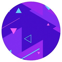 Purple Geometric Abstraction, Purple Neon Background Round Trivet by nateshop
