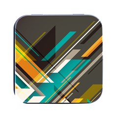 Material Design, Lines, Retro Abstract Art, Geometry Square Metal Box (black) by nateshop