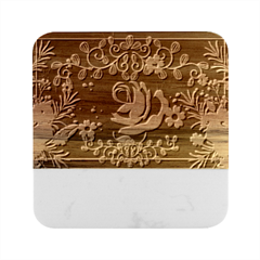 Floral Digital Marble Wood Coaster (square) by Grandong
