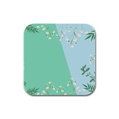 Flower Branch Corolla Wreath Lease Rubber Square Coaster (4 Pack) by Grandong