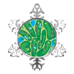 Golf Course Par Golf Course Green Metal Small Snowflake Ornament by Cemarart