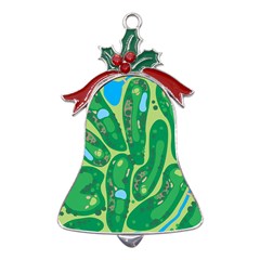 Golf Course Par Golf Course Green Metal Holly Leaf Bell Ornament by Cemarart