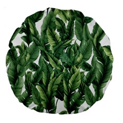 Green Banana Leaves Large 18  Premium Round Cushions by goljakoff