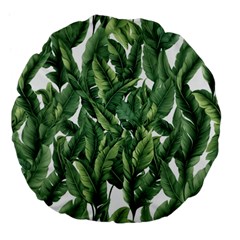 Green Banana Leaves Large 18  Premium Flano Round Cushions by goljakoff