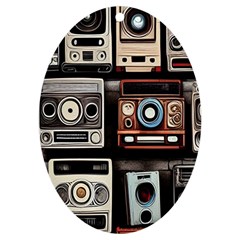 Retro Cameras Old Vintage Antique Technology Wallpaper Retrospective Uv Print Acrylic Ornament Oval by Grandong