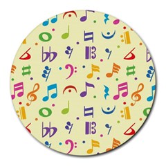 Seamless Pattern Musical Note Doodle Symbol Round Mousepad by Apen