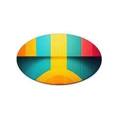 Colorful Rainbow Pattern Digital Art Abstract Minimalist Minimalism Sticker Oval (10 Pack) by Bedest