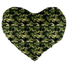 Camouflage Pattern Large 19  Premium Flano Heart Shape Cushions by goljakoff