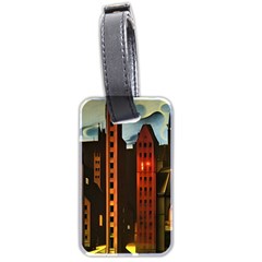 Sci-fi Futuristic Science Fiction City Neon Scene Artistic Technology Machine Fantasy Gothic Town Bu Luggage Tag (two Sides) by Posterlux