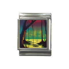 Nature Swamp Water Sunset Spooky Night Reflections Bayou Lake Italian Charm (13mm) by Posterlux