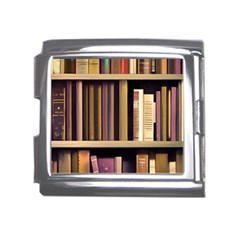 Books Bookshelves Office Fantasy Background Artwork Book Cover Apothecary Book Nook Literature Libra Mega Link Italian Charm (18mm) by Posterlux