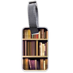 Books Bookshelves Office Fantasy Background Artwork Book Cover Apothecary Book Nook Literature Libra Luggage Tag (two Sides) by Posterlux