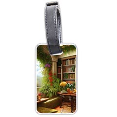 Room Interior Library Books Bookshelves Reading Literature Study Fiction Old Manor Book Nook Reading Luggage Tag (one Side) by Posterlux