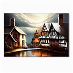 Village Reflections Snow Sky Dramatic Town House Cottages Pond Lake City Postcard 4 x 6  (Pkg of 10) Front