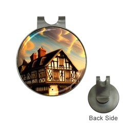 Village House Cottage Medieval Timber Tudor Split Timber Frame Architecture Town Twilight Chimney Hat Clips With Golf Markers by Posterlux