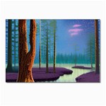 Artwork Outdoors Night Trees Setting Scene Forest Woods Light Moonlight Nature Postcard 4 x 6  (Pkg of 10) Front