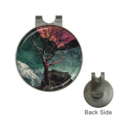 Night Sky Nature Tree Night Landscape Forest Galaxy Fantasy Dark Sky Planet Hat Clips With Golf Markers by Posterlux