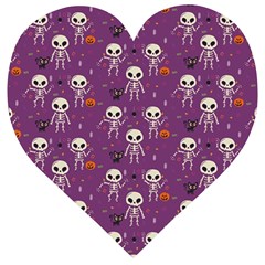 Skull Halloween Pattern Wooden Puzzle Heart by Maspions