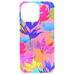 Pink And Blue Floral Iphone 15 Pro Max Black Uv Print Pc Hardshell Case by Sparkle