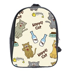 Happy Cats Pattern Background School Bag (xl) by Grandong