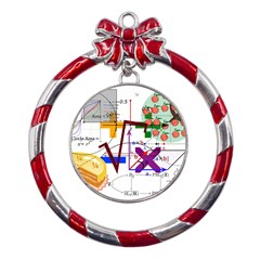 Mathematics Formula Physics School Metal Red Ribbon Round Ornament by Bedest