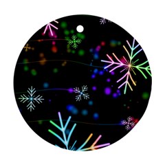 Snowflakes Snow Winter Christmas Ornament (round) by Bedest