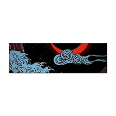 Night In The Ocean Red Waves Art Moon Dark Japanese Wave Sticker (bumper) by Perong